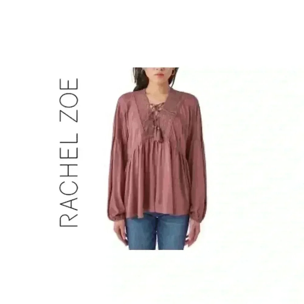 🆕Rachel Zoe Boho Mauve Flowy Babydoll Top S🆕